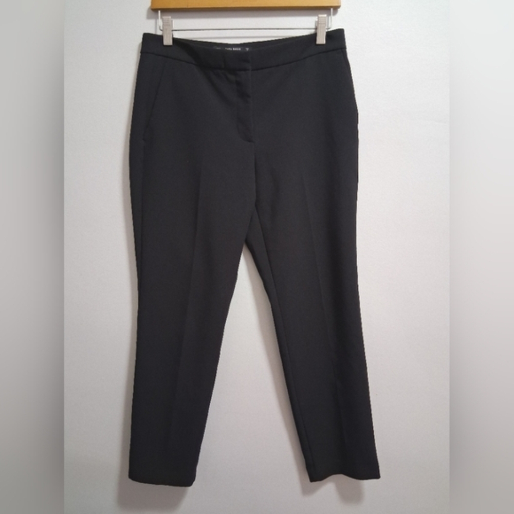 Zara Basic Collection Black Straight Leg Ankle Trousers Dress Career Pants Small